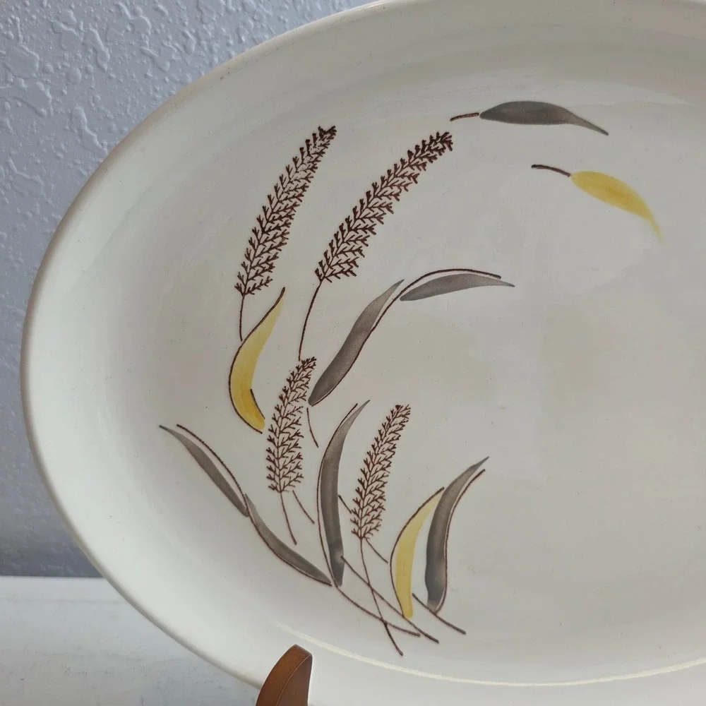 Vintage‎ 1958 Stetson China Co Handpainted Wheat Oval Serving Platter Ovenproof